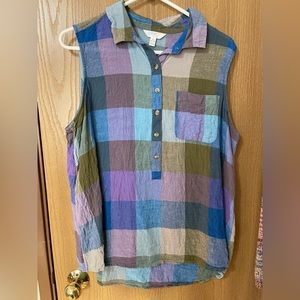 Plaid Collared Tank Top